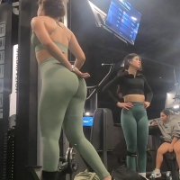 Green leggings babes