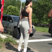 Grey leggings hottie