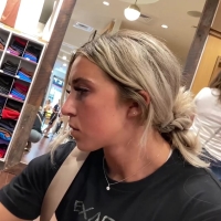 Hot blonde in grey leggings