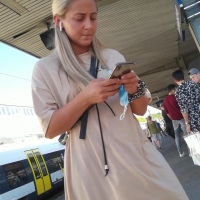 Pretty blonde in skirt