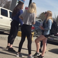 Couple teens in leggings