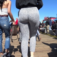 Brunette ass in grey