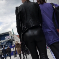 Leather leggings girl