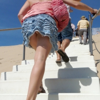 Upskirt up the stairs