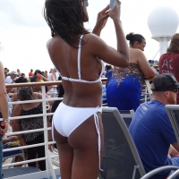 Ebony in white bikini