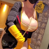 Cosplay babe with huge boobs