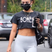 Vanessa Hudgens in grey Gymshark leggings