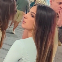 Baby blue spandex brunette