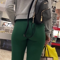 Green leggings girl