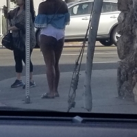 Black prostitute in shorts