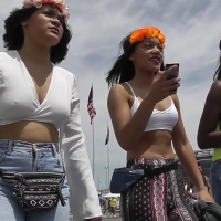 EDC chick with hard nipples and a jiggly ass