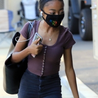 Skai Jackson in jeans in LA