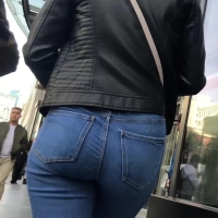 Blonde in tight jeans