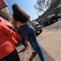 Brunette teen in jeans
