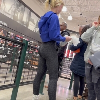 Candid beautiful blonde teen wi...