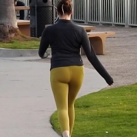 Milf in gold leggings