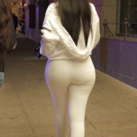 Ebony in white leggings