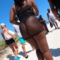 See through ebony babe