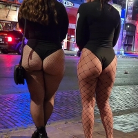Fishnet and thong duo