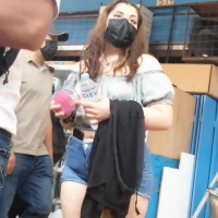 Latina fatty in shorts