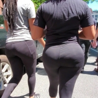 Ebony bubble and vpl friend