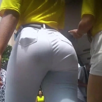 Brazilian babe in white jeans