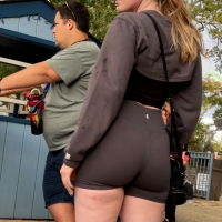Milf in spandex shorts