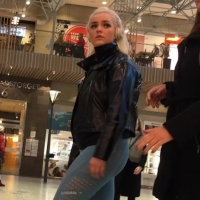 Blondie has a deep wedgie