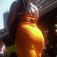 Ebony babe in orange