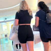 Blonde in spandex shorts
