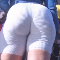 Ebony booty in white shorts
