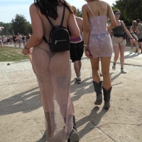 Festival babes showing thongs