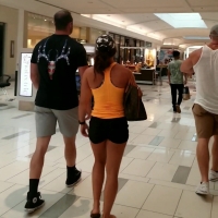 Fit chick in shorts