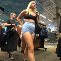Blue bikers blonde