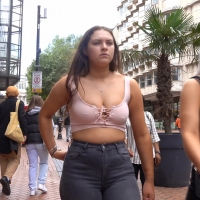 Thick babe with pierced tits